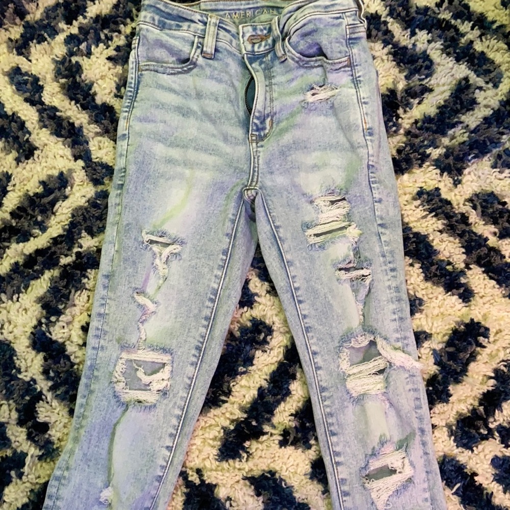 american eagle, ripped jeans, good, stretchy